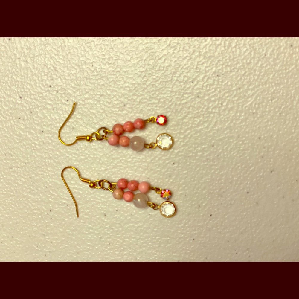 Rose Quartz Crystal Swag Earrings